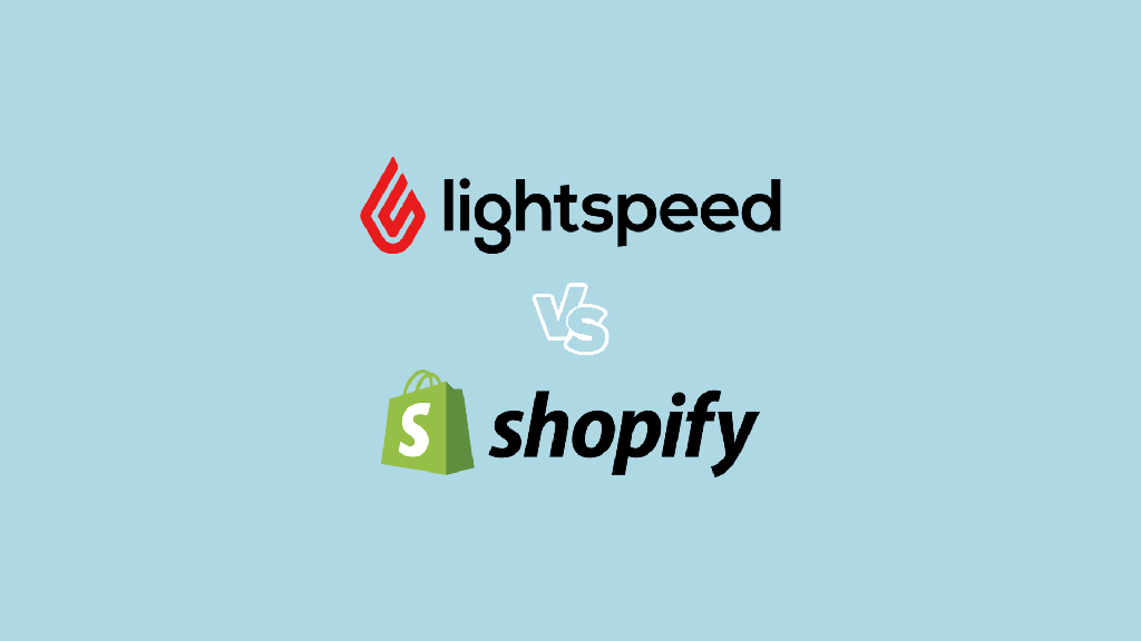 'Lightspeed vs Shopify' — the Lightspeed and Shopify logos on a light blue background