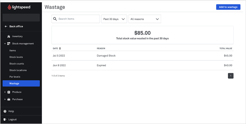 Using Lightspeed to track inventory wastage.