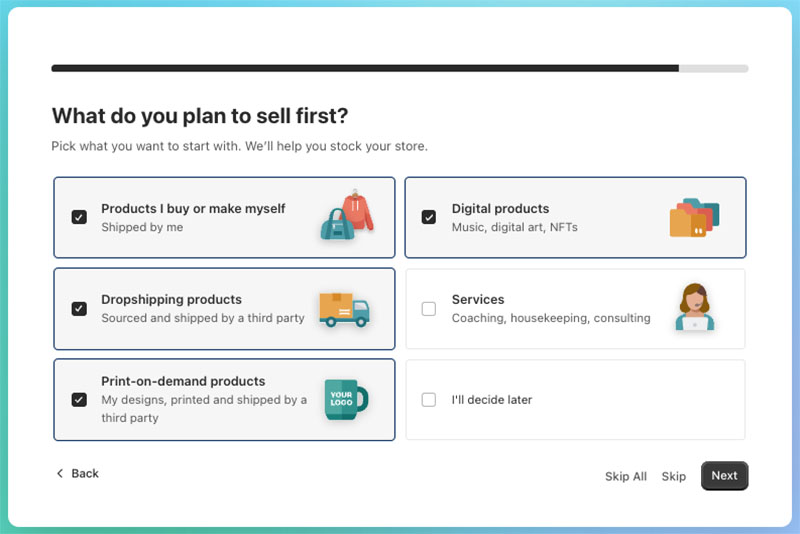 Providing store information to Shopify during the onboarding process