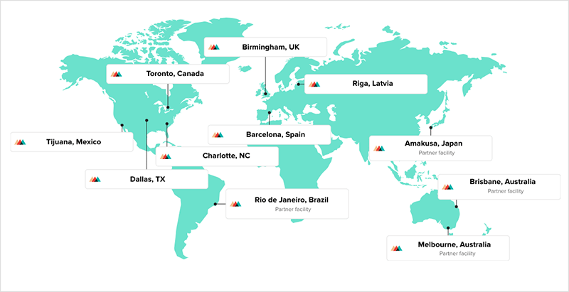 Printful's global fulfillment locations.