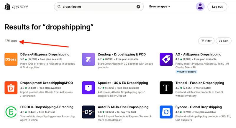 Shopify dropshipping apps.
