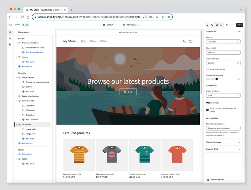 Shopify's 'Online Store 2.0' drag and drop editor