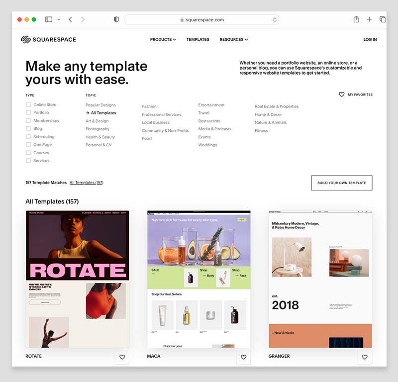 Squarespace 7.1 templates