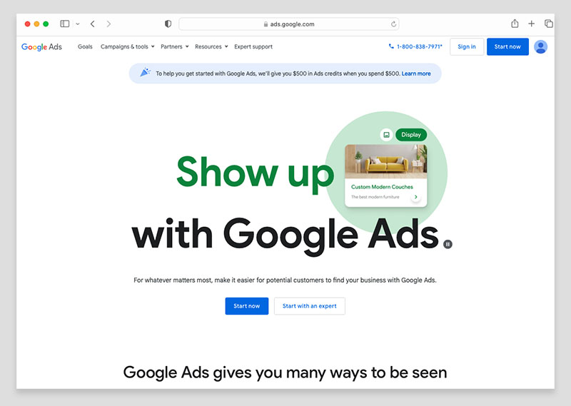 The 'google Ads' advertising platform.