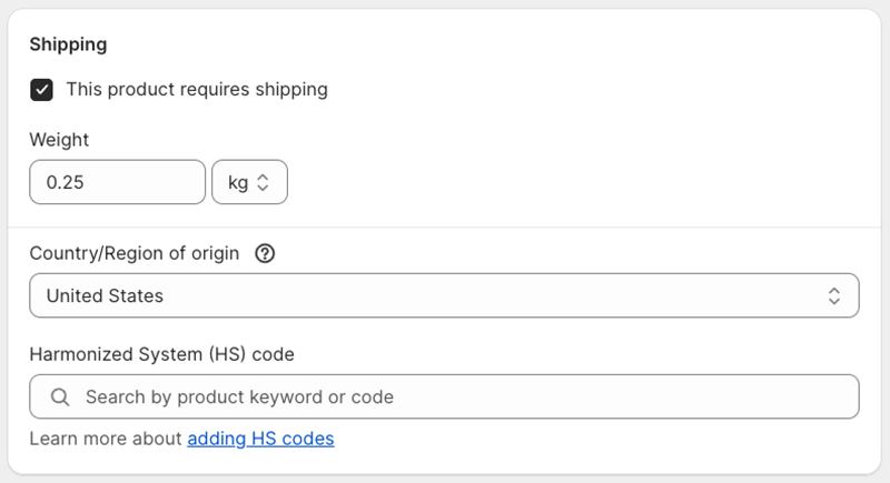 Adding shipping options.