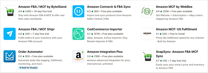 FBA integrations for Shopify