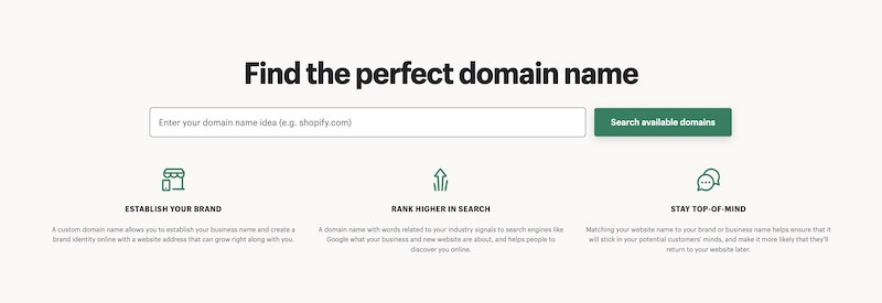 Searching for a domain name using Shopify