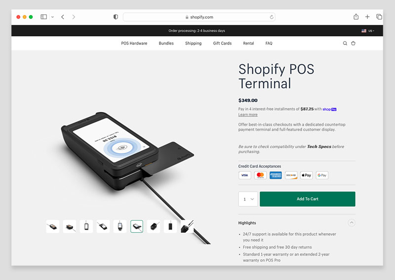 Shopify's 'POS Terminal' hardware
