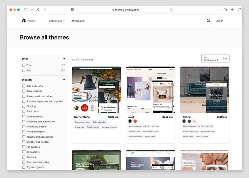 The official Shopify theme store