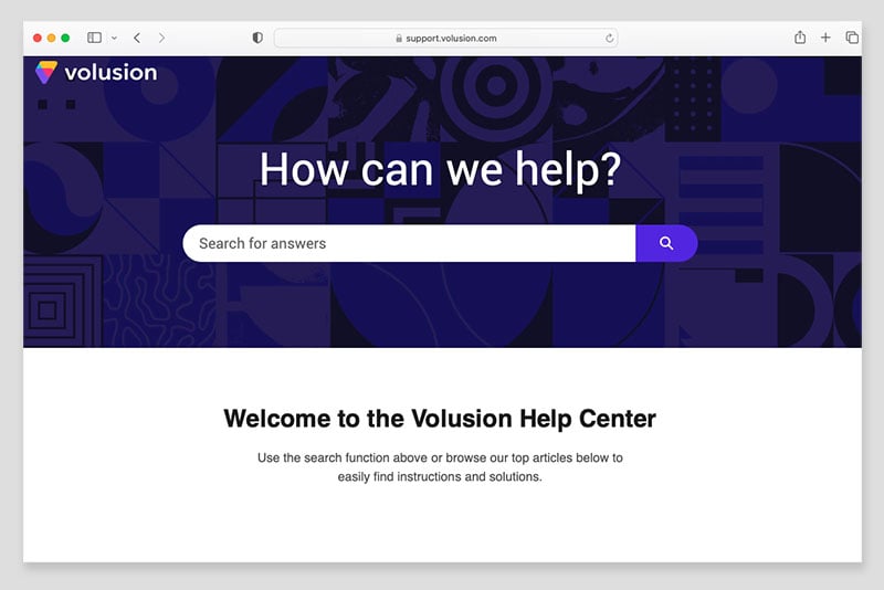 The Volusion support center.