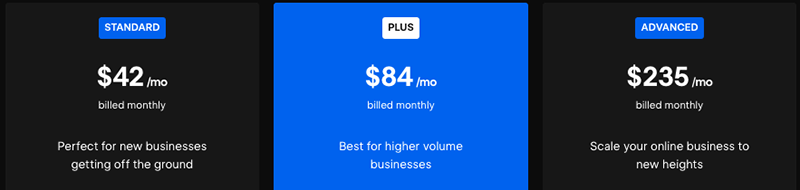 Pricing for the Webflow 'Ecommerce' plans.