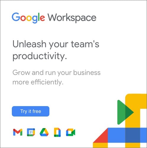 Banner advert for Google Workspace