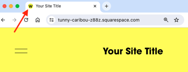 A Squarespace site featuring an original favicon