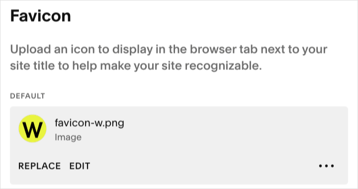A newly-uploaded favicon in Squarespace