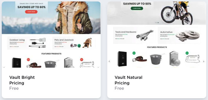 BigCommerce's free 'Vault Bright' and 'Vault Natural' themes