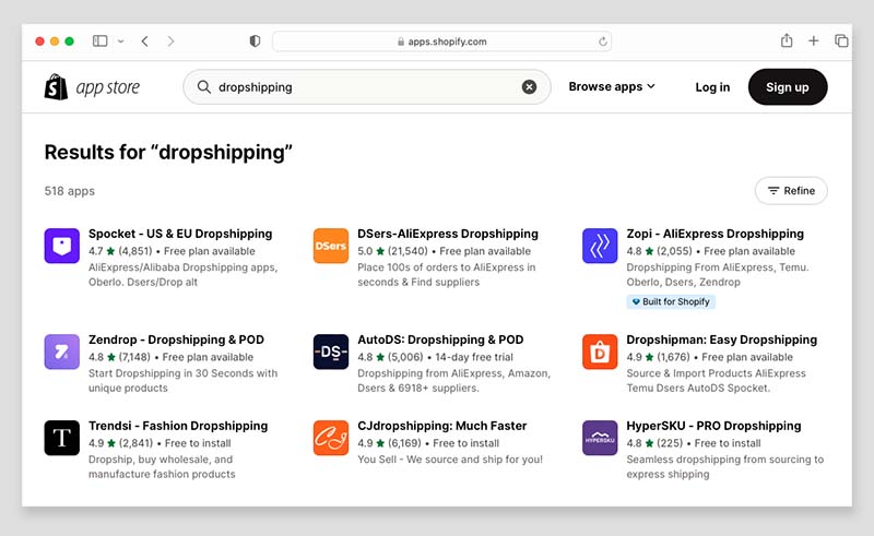 Dropshipping apps for Shopify