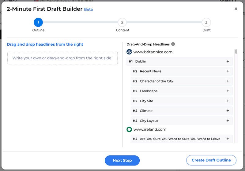 Growthbar's first draft builder