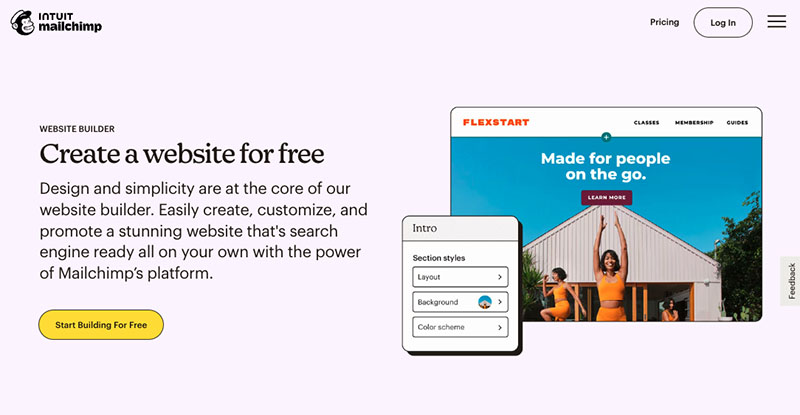 Mailchimp's website builder