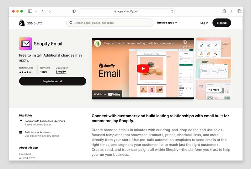 The Shopify Email app