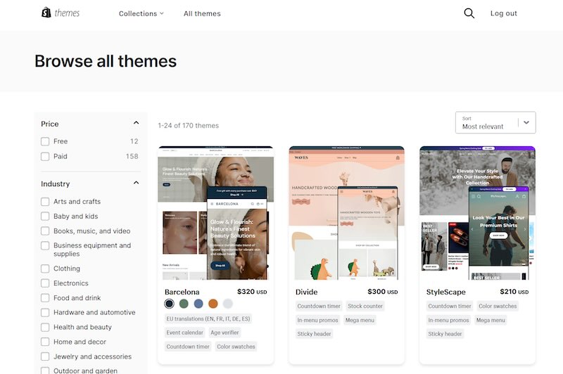 The Shopify theme store