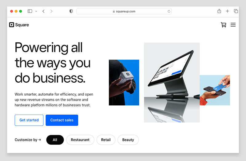 The Square homepage.
