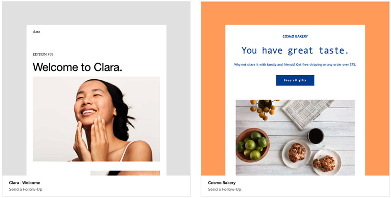 Squarespace Email newsletter template examples.