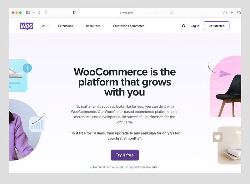 The WooCommerce home page.
