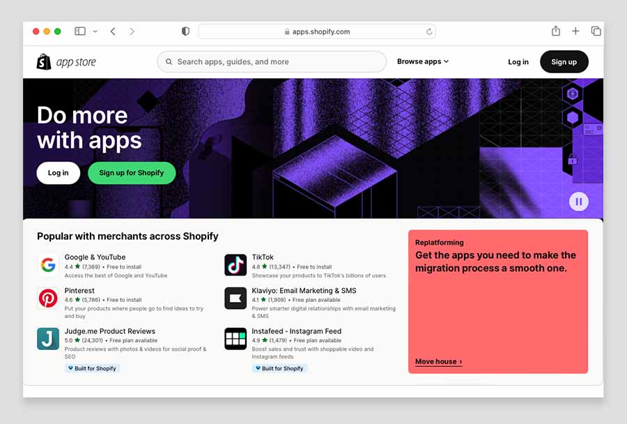 Shopify app store
