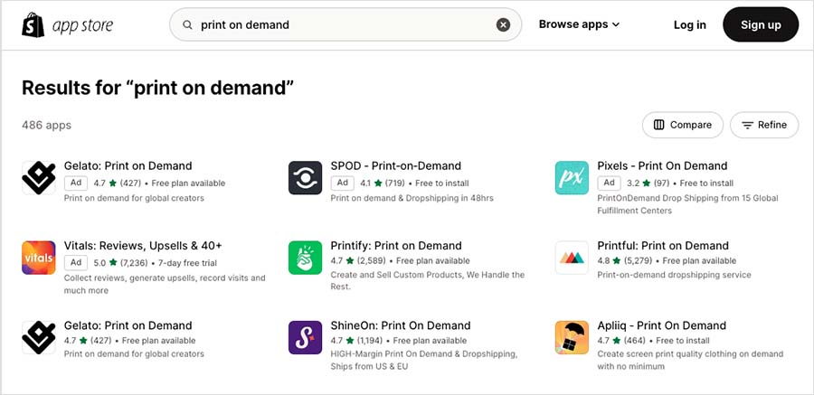 Shopify print on demand apps