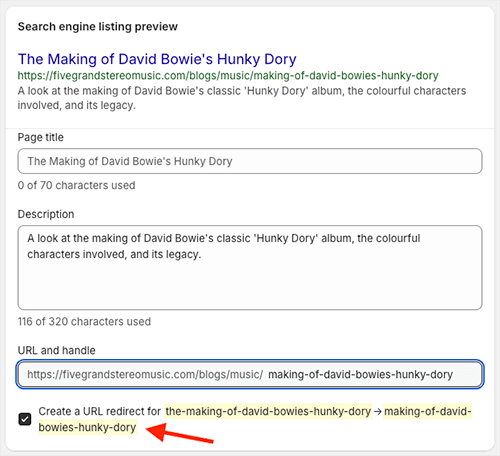 301 redirects being created automatically by Shopify