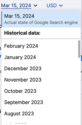 Accessing historical search data in Semrush (this is available from January 2012 until the present day)