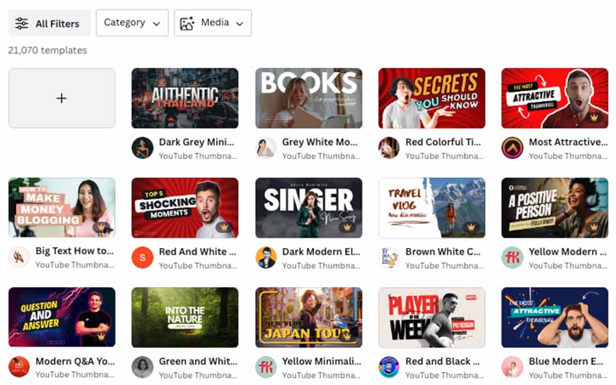 Thumbnails for YouTube videos in Canva