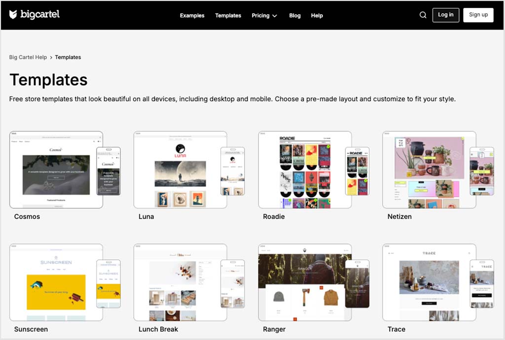 The Big Cartel theme library.