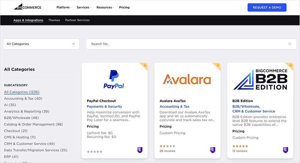 Bigcommerce's app store.