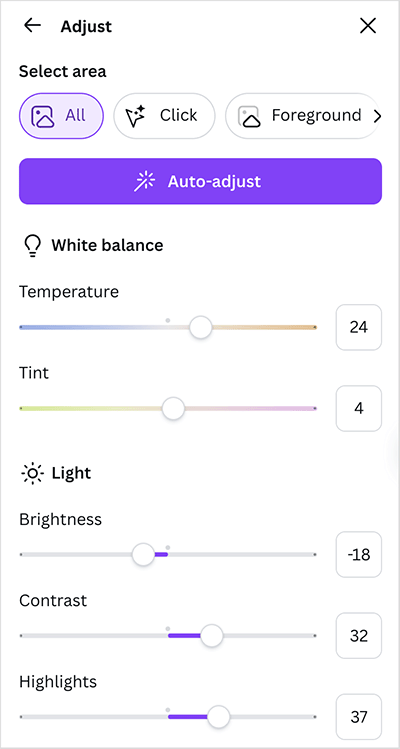 Editing images in Canva
