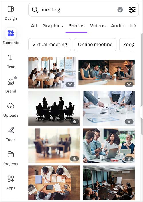 Examples of stock photography in Canva