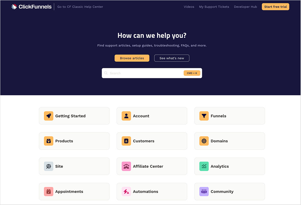 The ClickFunnels help center