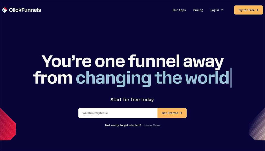 ClickFunnels home page