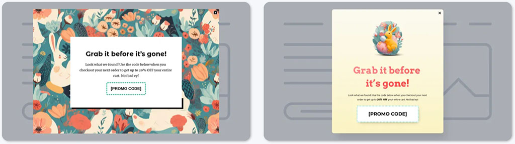 Examples of pop-up form templates in GetResponse