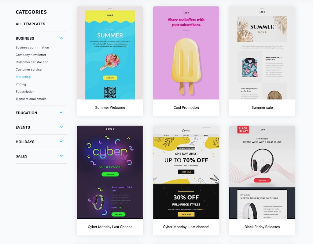 Examples of HTML e-newsletter templates