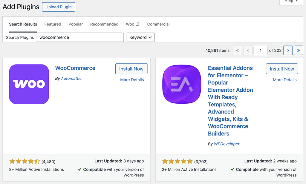 Installing the WooCommerce plugin