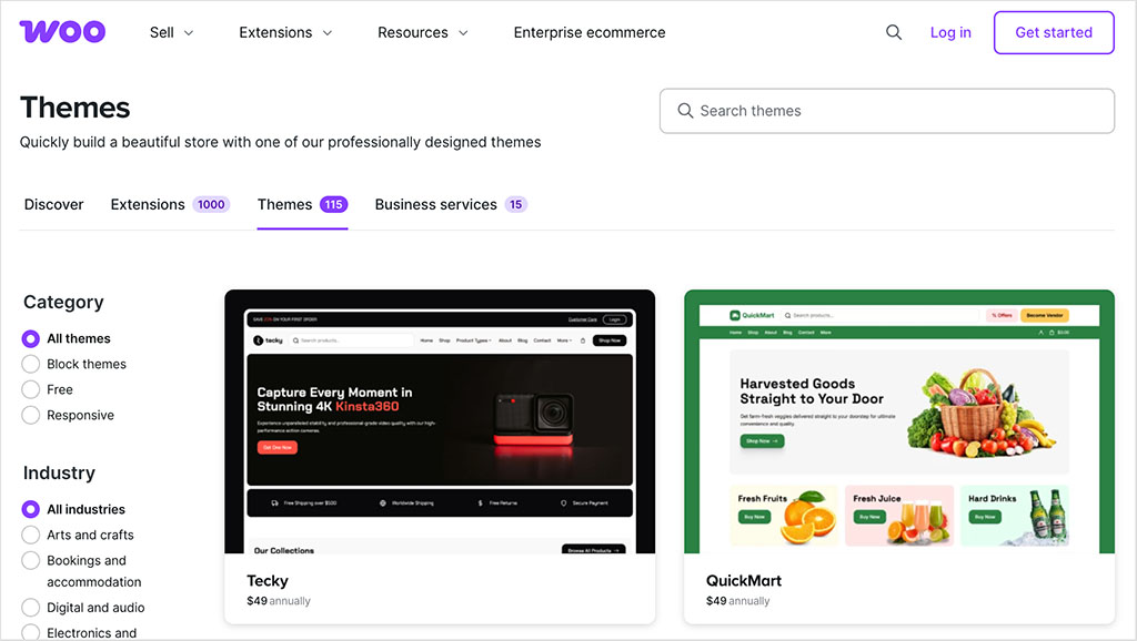 WooCommerce theme store.
