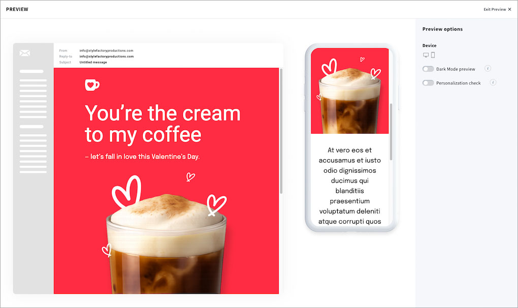 Previewing newsletters on different device types