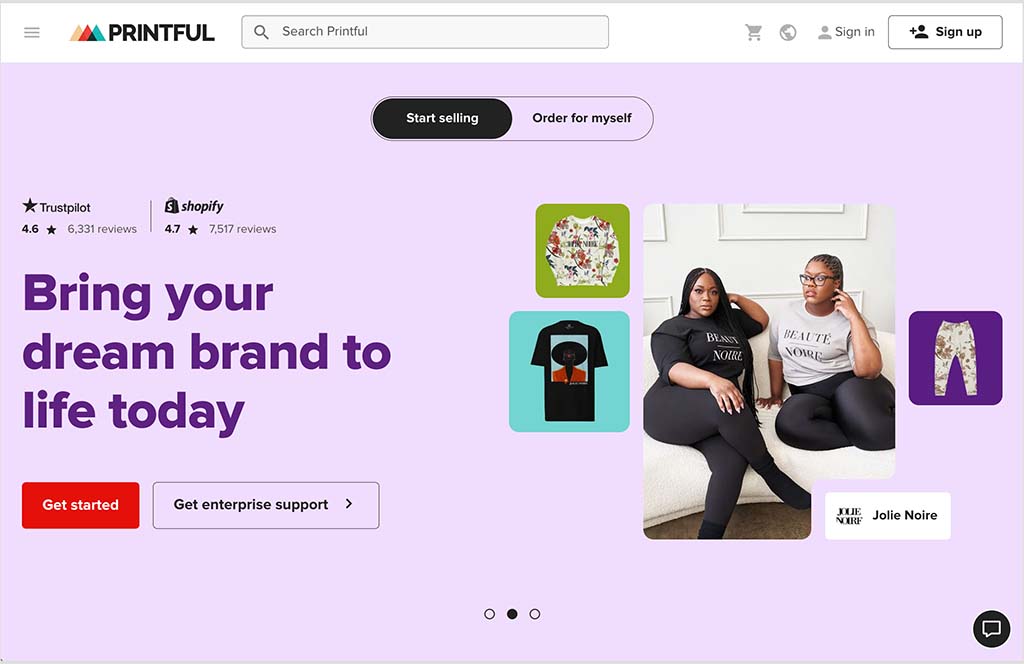 The Printful website