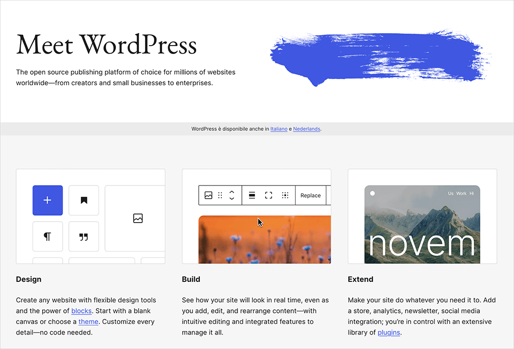 The self-hosted version of WordPress