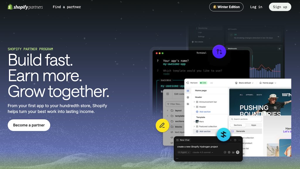 The Shopify Partners website