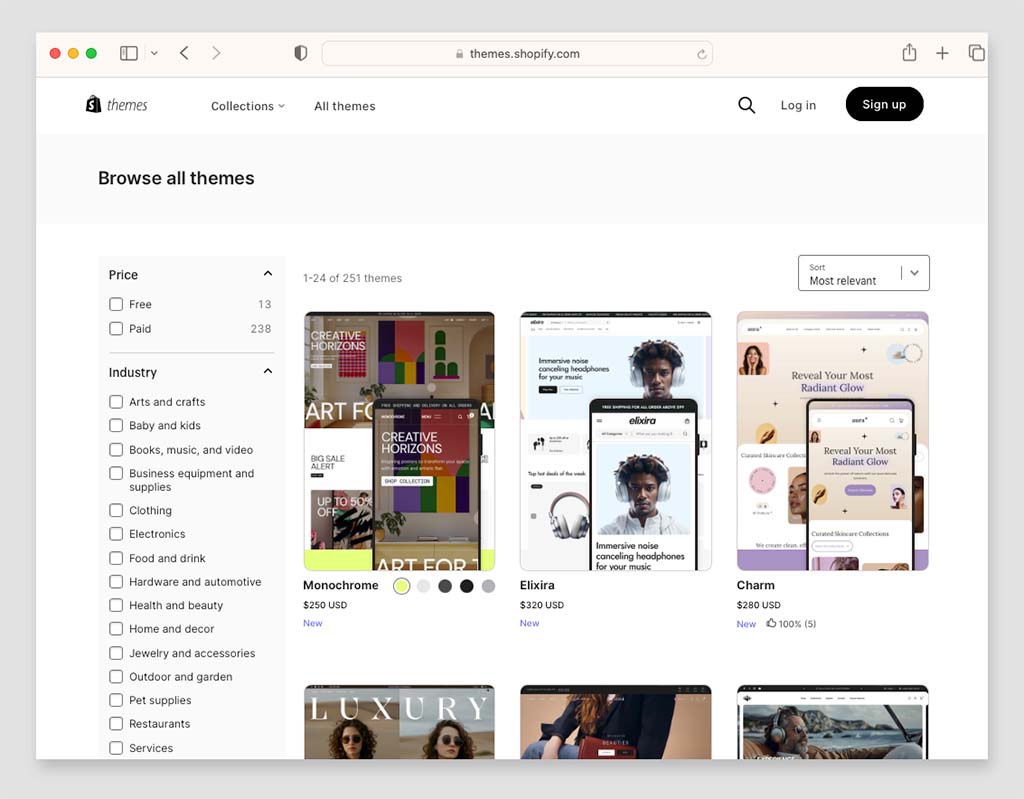The Shopify theme store.