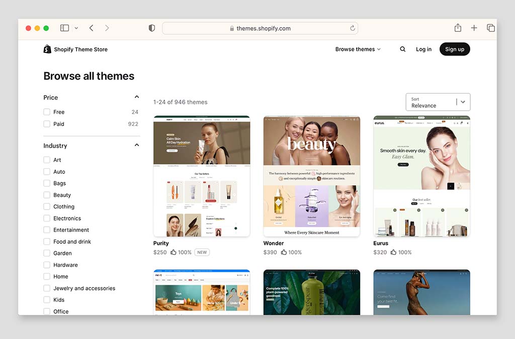 The Shopify theme store.