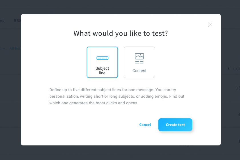 Split testing an email newsletter campaign