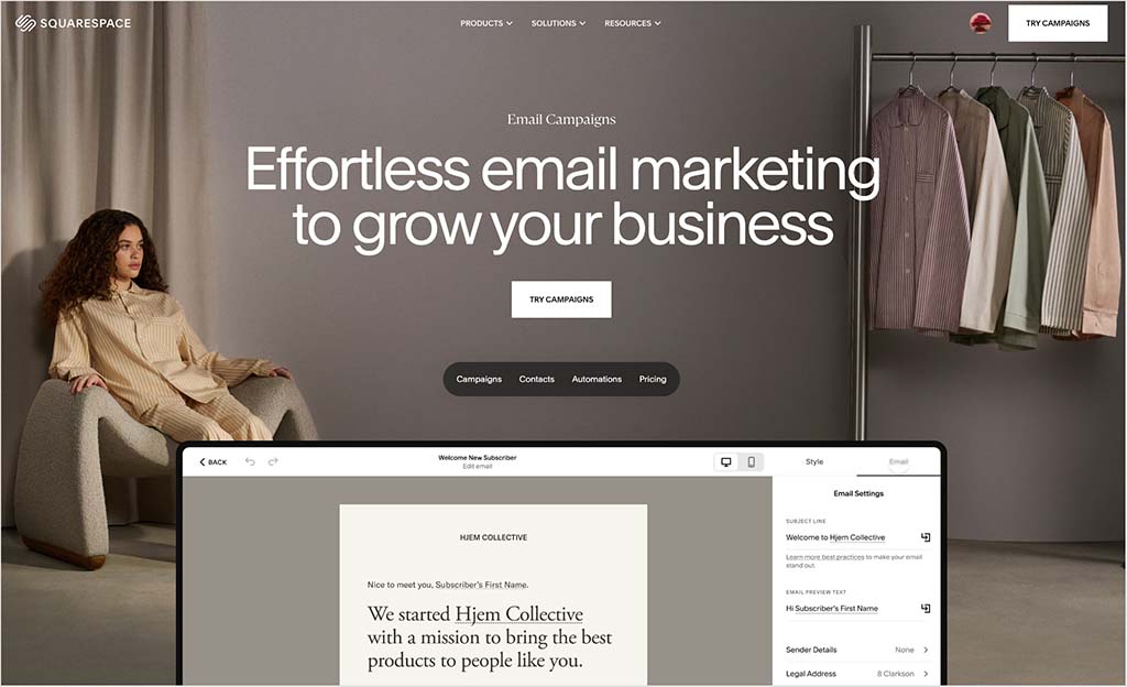 Information about Email Campaigns on the Squarespace website